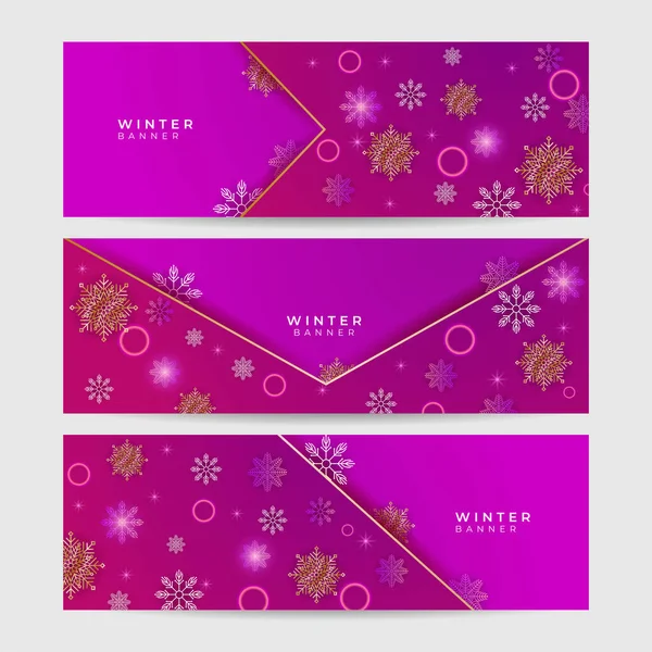 Элегантный Зимний Фиолетовый Баннер — стоковый вектор