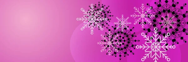Зимний Холодный Розовый Баннер Дизайна Снежинки — стоковый вектор