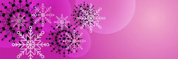 冬季凉爽粉色雪花设计模板横幅 — 图库矢量图片