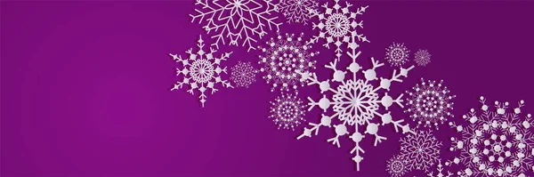 Inverno Escuro Roxo Snowflake Design Banner Modelo — Vetor de Stock