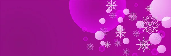 Invierno Púrpura Copo Nieve Plantilla Diseño Bandera — Vector de stock