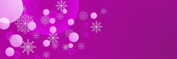 Winter Paars Sneeuwvlok Ontwerp Sjabloon Banner — Stockvector