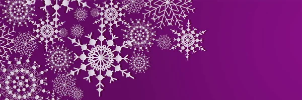 Invierno Púrpura Oscuro Copo Nieve Plantilla Diseño Banner — Vector de stock