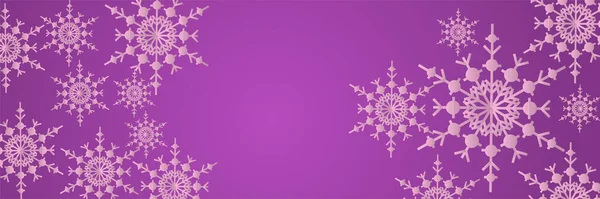 Inverno Roxo Snowflake Design Banner Modelo —  Vetores de Stock