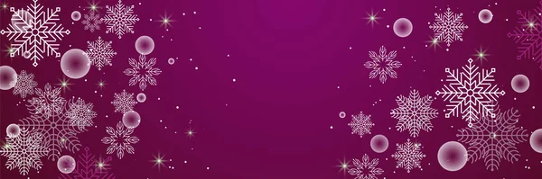 Winter Dark Purple Snowflake Design Template Banner — Stock Vector