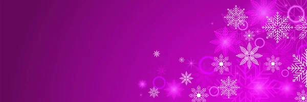 Banner Plantilla Diseño Copo Nieve Púrpura Nieve Brillante — Vector de stock