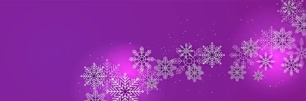 新冬紫色雪花设计模板横幅 — 图库矢量图片