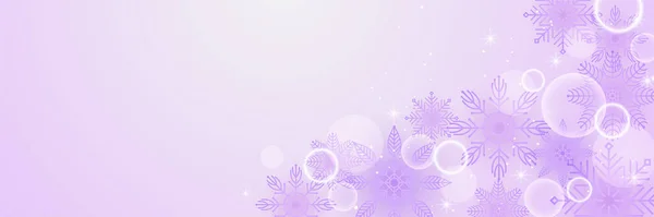 柔らかい冬紫スノーフレークデザインテンプレートバナー — ストックベクタ