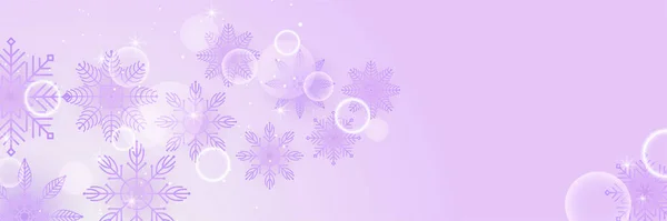 Bannière Modèle Conception Flocon Neige Violet Hiver Doux — Image vectorielle