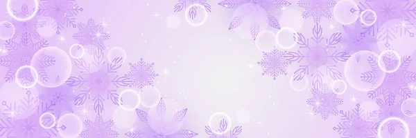 부드러운 보라색 눈송이 디자인 템플릿 현수막 — 스톡 벡터