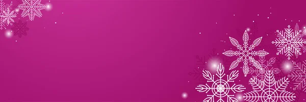 Elegante Invierno Rosa Blanco Copo Nieve Plantilla Diseño Banner — Vector de stock