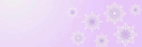 Plantilla Diseño Copo Nieve Púrpura Invierno Suave Banner — Vector de stock