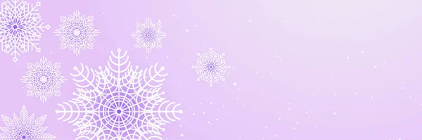 Plantilla Diseño Copo Nieve Púrpura Invierno Suave Banner — Archivo Imágenes Vectoriales