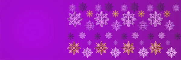 Invierno Púrpura Copo Nieve Plantilla Diseño Bandera — Vector de stock