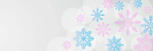 Snowy Claro Branco Snowflake Design Banner Modelo — Vetor de Stock