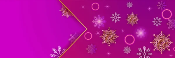 Elegante Invierno Púrpura Copo Nieve Plantilla Diseño Banner — Vector de stock