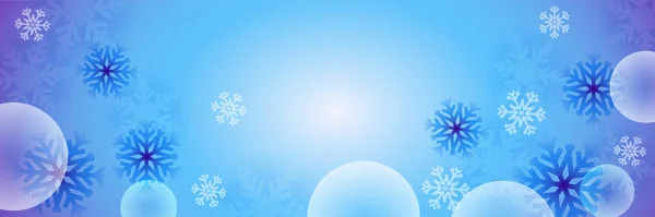 Modèle Bannière Conception Flocon Neige Bleu Noël Neige — Image vectorielle