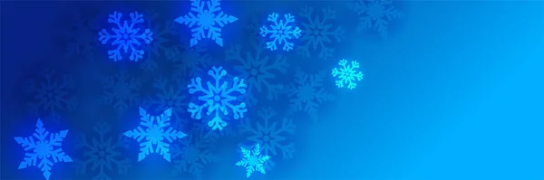 Banner Plantilla Diseño Copo Nieve Azul Brillante — Vector de stock