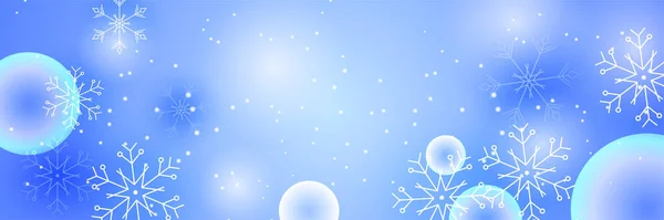 Bright Snow Blue Snowflake Design Banner Modelo — Vetor de Stock