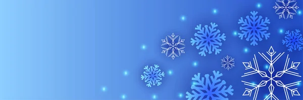 Snowy Cristmas Blue Snowflake Design Template Banner — Stockvektor