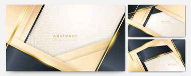 Modern lüks konsepte sahip siyah ve parlak altın soyut arka plan seti