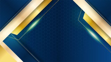 Lüks mavi altın arka plan. Zarif bir sunum afişi. Vektör illüstrasyonu.