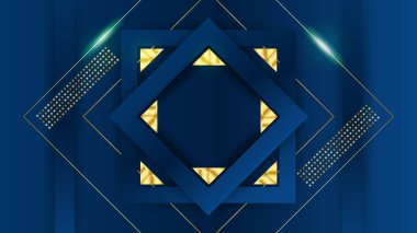 Lüks mavi altın arka plan. Zarif bir sunum afişi. Vektör illüstrasyonu.