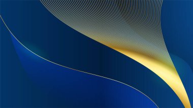Lüks mavi altın arka plan. Zarif bir sunum afişi. Vektör illüstrasyonu.