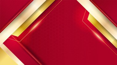 Lüks kırmızı altın arka plan. Zarif bir sunum afişi. Vektör illüstrasyonu.