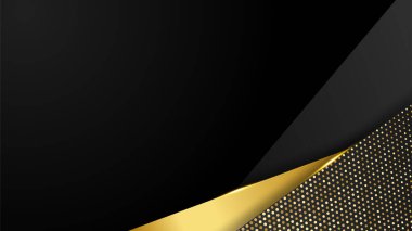 Lüks siyah altın soyut 3 boyutlu arka plan. Sunum arkaplanı. Vektör illüstrasyonu