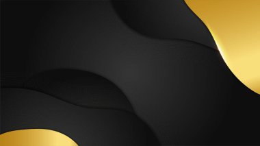 Lüks siyah altın soyut 3 boyutlu arka plan. Sunum arkaplanı. Vektör illüstrasyonu
