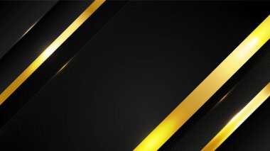 Lüks siyah altın soyut 3 boyutlu arka plan. Sunum arkaplanı. Vektör illüstrasyonu