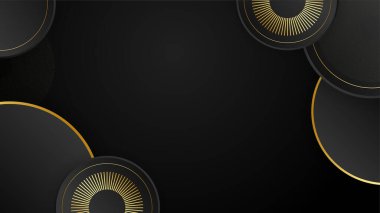 Lüks siyah altın soyut 3 boyutlu arka plan. Sunum arkaplanı. Vektör illüstrasyonu
