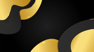 Lüks siyah altın soyut 3 boyutlu arka plan. Sunum arkaplanı. Vektör illüstrasyonu