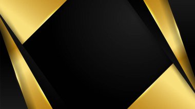 Lüks siyah altın soyut 3 boyutlu arka plan. Sunum arkaplanı. Vektör illüstrasyonu