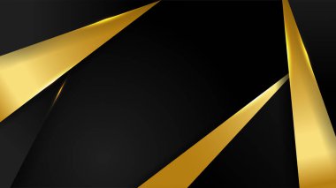 Lüks siyah altın soyut 3 boyutlu arka plan. Sunum arkaplanı. Vektör illüstrasyonu