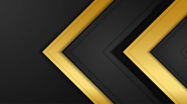 Lüks siyah altın soyut 3 boyutlu arka plan. Sunum arkaplanı. Vektör illüstrasyonu