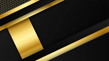 Lüks siyah altın soyut 3 boyutlu arka plan. Sunum arkaplanı. Vektör illüstrasyonu
