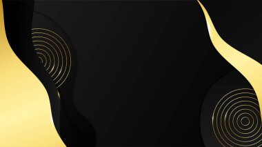 Lüks siyah altın soyut 3 boyutlu arka plan. Sunum arkaplanı. Vektör illüstrasyonu