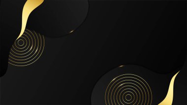 Lüks siyah altın soyut 3 boyutlu arka plan. Sunum arkaplanı. Vektör illüstrasyonu