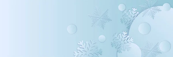 Snowy Natal Verde Snowflake Design Banner Modelo — Vetor de Stock