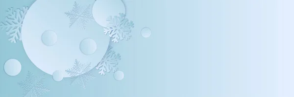 Snowy Navidad Verde Copo Nieve Plantilla Diseño Banner — Archivo Imágenes Vectoriales