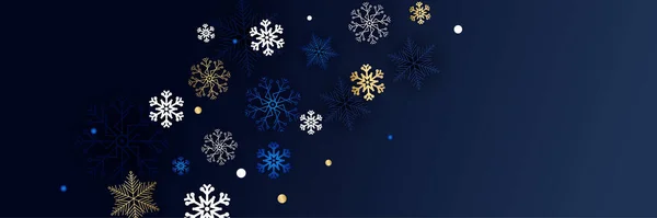 冬季深蓝色雪花设计模板横幅 — 图库矢量图片
