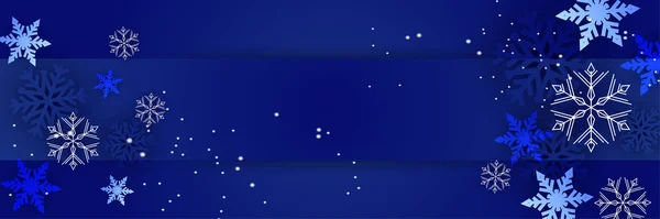 Зимний Сезон Blue Snowflake Design Template Banner — стоковый вектор
