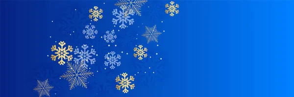 Bright Snow Blue Snowflake Design Template Banner — Stock Vector