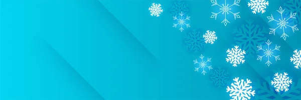 Fundo Inverno Banner Modelo Floco Neve Azul — Vetor de Stock