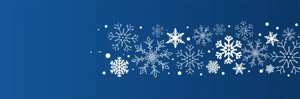 Inverno Azul Escuro Snowflake Design Banner Modelo — Vetor de Stock
