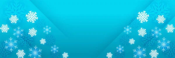 Fond Hiver Blue Snowflake Design Template Banner — Image vectorielle