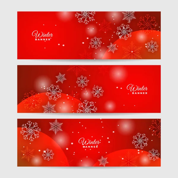 Banner Plantilla Diseño Copo Nieve Rojo Brillante — Archivo Imágenes Vectoriales