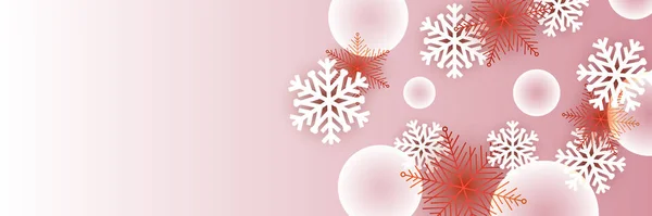 Снежное Рождество Красный Снежинка Дизайн Шаблон Баннер — стоковый вектор